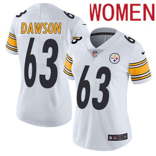 Women Pittsburgh Steelers 63 Dermontti Dawson Nike White Vapor Limited NFL Jersey